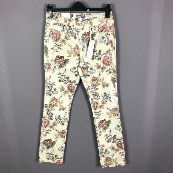 Code Bleu Tan Floral Chelsea Classic Straight Jeans Size 6P - Picture 1 of 11